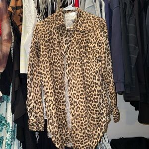 H&M Leopard Print Button-Up Shirt linen